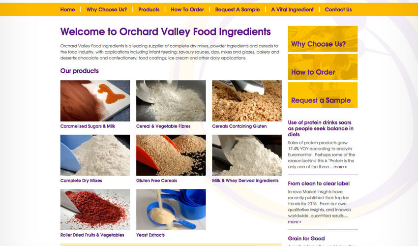 Website design Worcestershire - Orchard Valley Food Ingredients