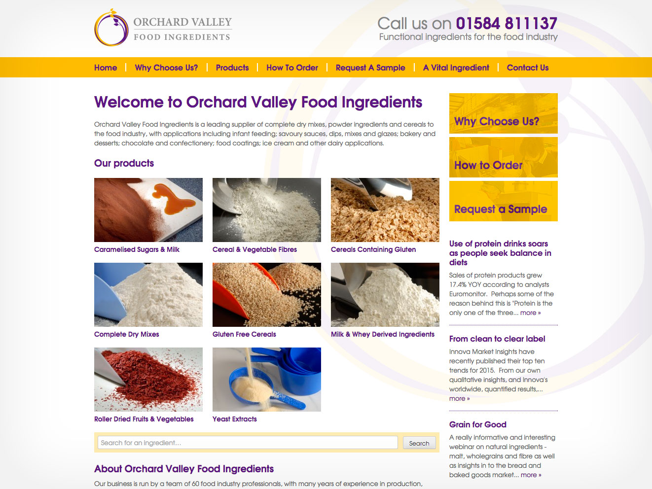 Website design Worcestershire - Orchard Valley Food Ingredients
