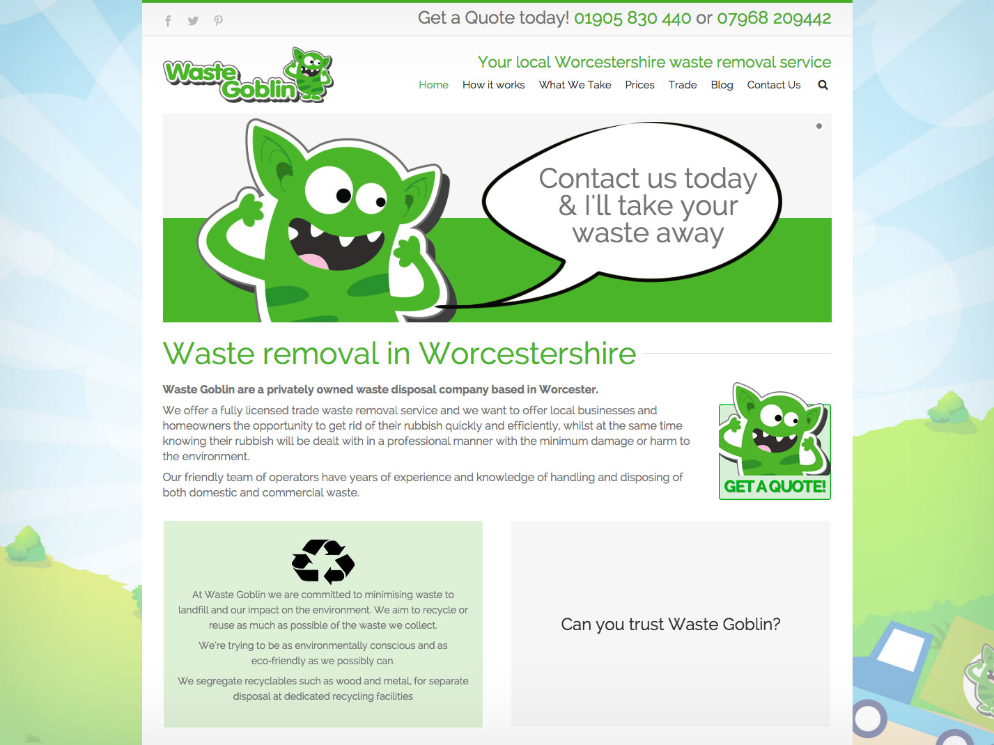 Website design Worcestershire - Waste Goblin